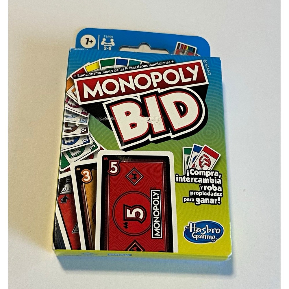 Hasbro Gaming Monopoly Bid Card Game Spanish Edition 2-5 Players Ages 8-11 - Picture 1 of 5